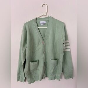 Thom Browne Women’s V-neck Casual Long-sleeved Cardigan Jacket Mint Size 2